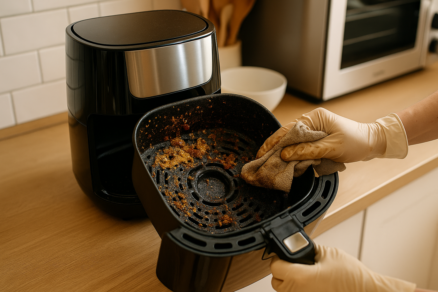 likaisen airfryerin puhdistus