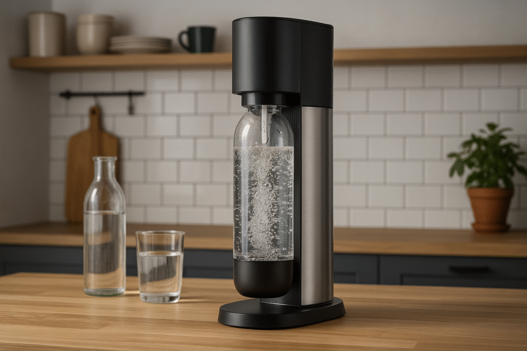 hiilihapotuslaite sodastreamin näköinen pöydällä
