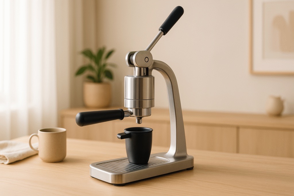 manuaalinen espressokone pöydällä