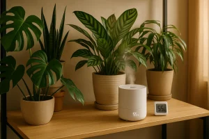 ilmankostutin ja kasveja