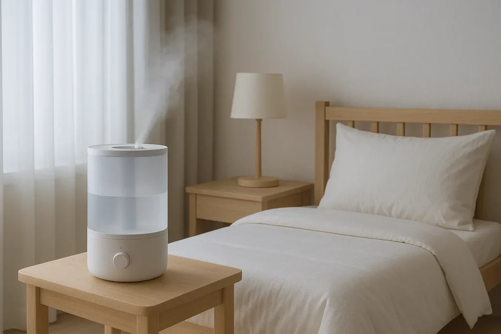 ilmankostutin makuuhuoneessa
